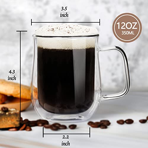 Comfome Double Wall Glass Coffee Mugs 12 Oz, Clear Glass Coffee Mugs Set Of 4,,Double Insulated Glass Coffee Mug,Glass Mugs For Hot Beverages. #TOP1
