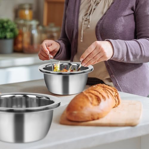 Set de 5 tazones de mezcla de acero inoxidable 1.2 Qt miniatura 6