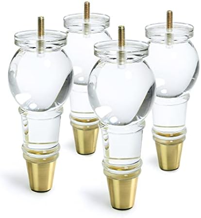 JEREVER Acrylic Furniture Legs Replacement Sofa Feet Cabinet Modern Clear Decor DIY Legs Classical Style Set of 4 (7.1inch)
