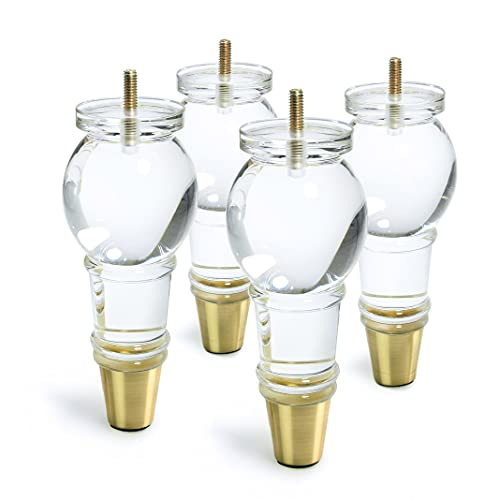 Jerever 19007 Acrylic Furniture Legs Replacement Sofa Feet Cabinet Modern Clear Decor Diy Legs Classical Style Set Of 4  cover