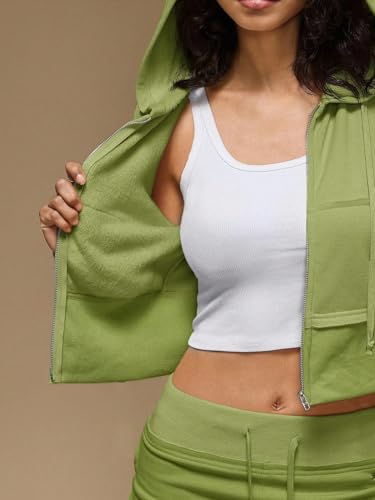 Chic Green Women’s Casual Coat: Trendy Lined Hoodie for Effortless Style (Large) - Image 2