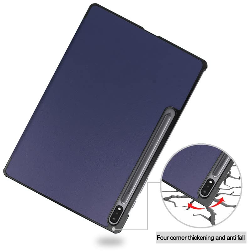 Image of Premium Shock Proof Stand Folio Multi Viewing Angles Hard PC Clear Back Case Cover Compatible with Samsung Galaxy Tab S8 Plus 12.4 inch (Sapphire Blue)
