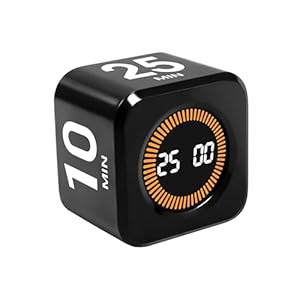 Pomodoro Timer Cube for Productivity — 5/25/10/50 Minutes Preset, Digital Gravity Sensor Desk Visual Timer for ADHD, Silent Mode, Ideal for Office, Study, Kitchen & Kids