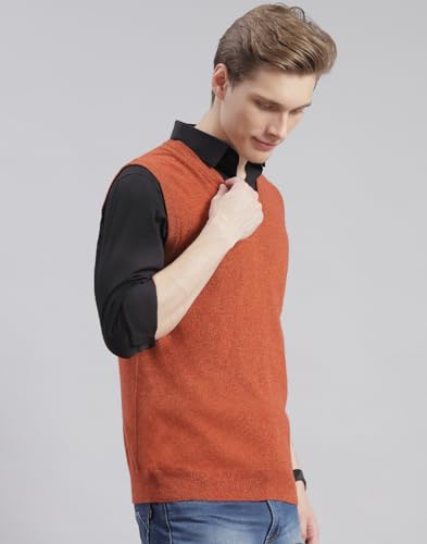 Image of Monte Carlo Off White Solid V Neck Sweater | Warm Woolen Pullover for Men | Soft Comfortable Knitted Winter Wear Sweater for Men's