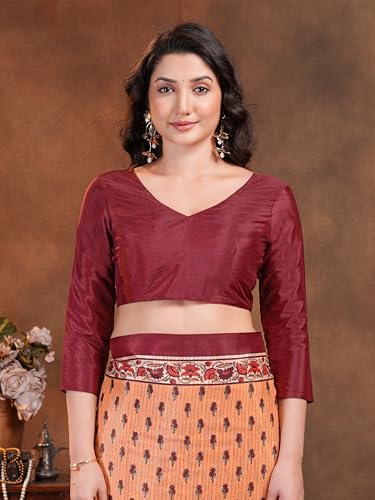 Image of Garden Vareli Floral Booti Print Crepe Saree With Unstitched Blouse Piece