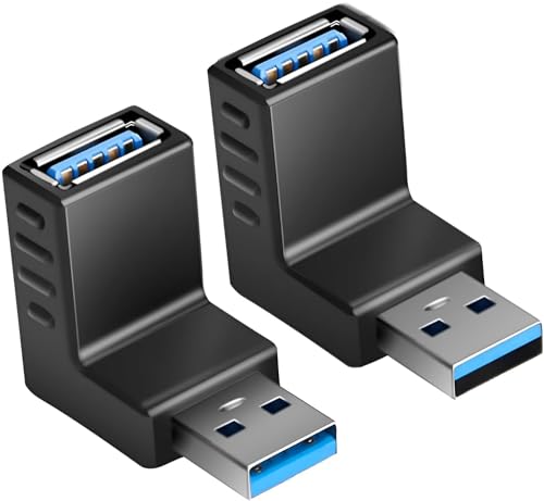 Image of ( 6 Models USB 3.0 Adapter 90 Degree Male to Female Connector & USB 3.0 Adapter 90 Degree Male to Female Coupler Connector Plug Left and Right Angle, Up, Down, Straight