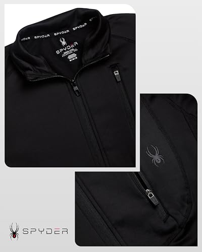 Image of Spyder Mens Fleece Jacket - Polar Fleece Suede Mens Jacket Lightweight UPF 30+ Athletic Zip Up 2 Way Stretch Coat for Men