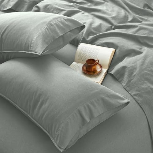 OnlySet 4Pcs Organic Linen Sheets Queen Size, 100% French Linen