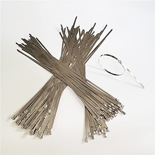 Fascette stringicavo, fascette stringicavo 100 pezzi fascette stringicavo in acciaio inox con chiusura a zip in metallo fascette stringicavo rivestite multiuso fascette stringicavo nere (colore: