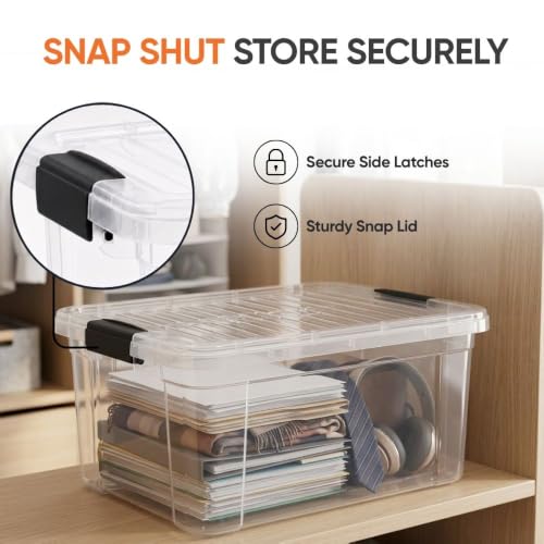 Image of Superio 21 Quart Clear Plastic Storage Boxes with Lids, Stackable Organizer Containers, BPA-Free Storage Bins for Home, Office, School & Dorm, 6 Pack