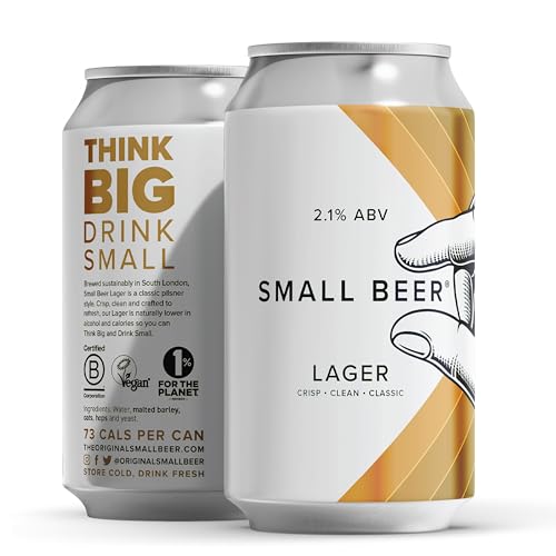 Small Beer Lager (2.1% ABV) 6x330ml Cans, Lower Alcohol Pilsner, Naturally Low Calorie Beer