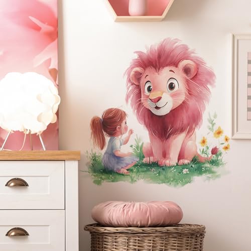Vinilo Decorativo Removible León Rosa para Niños miniatura 4