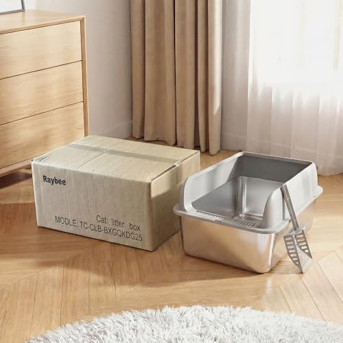 Arenero para gatos de acero inox. tamaño grande con tapa miniatura 2