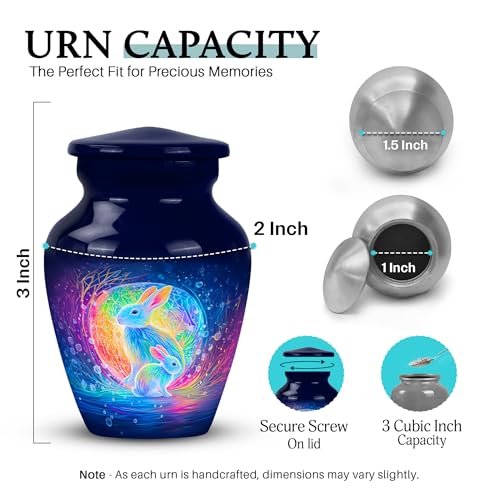 Image of Rabbit Urn - Keepsakes Urn for Ashes - 3 Inch - Pack of 1 - Miniature Urns for Human Ashes - Burial Decorative for Mom & Dad - Human Remains Urns for Men & Women
