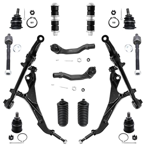 Image of Detroit Axle - 14pc Front End Control Arms Kit for 92-95 Honda Civic, 2 Lower Control Arms 4 Ball Joints 2 Sway Bars 4 Tie Rods 2 Boots 1992 1993 1994 1995 Replacement