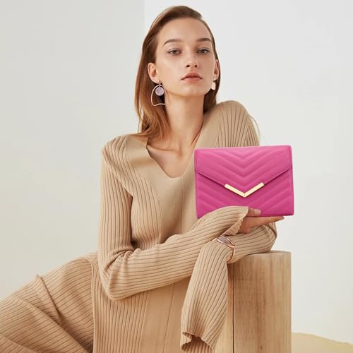 Image of KKXIU Women Formal Vegan Leather Evening Envelope Clutch Purses and Handbags for Party Wedding Prom Bridal