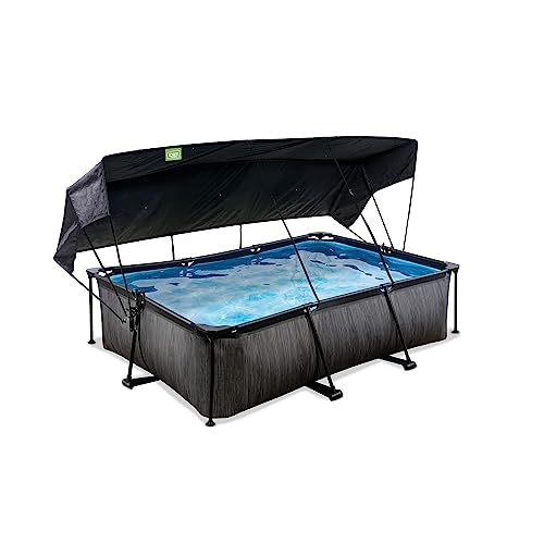 EXIT TOYS Black Wood Pool mit Sonnensegel - 220x150x65cm - Rechteckiger,...