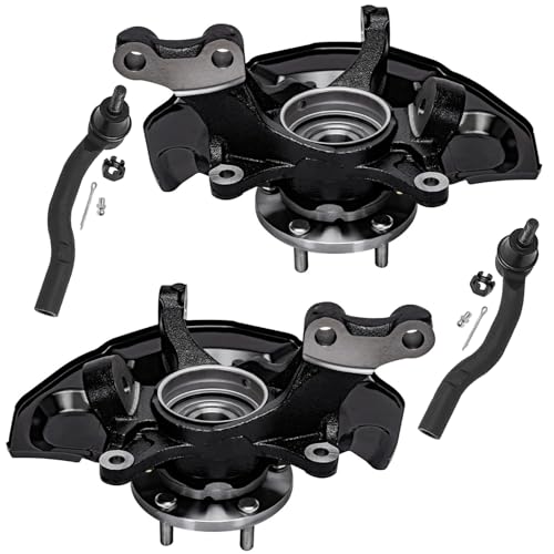 Image of Detroit Axle - Front 4pc Steering Knuckles Kit for 07-09 Toyota Camry, 2 Steering Knuckles & Wheel Bearing Hubs 2 Outer Tie Rods 2007 2008 2009 Replacement