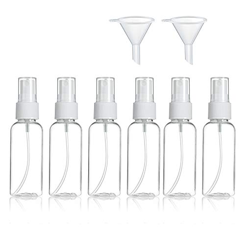 Preisvergleich Produktbild ZWOOS Zerstäuber, 6 Stück 50ml Transparent Sprühflaschen Set, Nachfüllbar Feinen Nebel Parfümzerstäuber, Reise Sprühflasche mit 2er Trichter