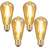 aurogeek LED電球 E26口金 6W ST64 フィラメント エジソン電球 アンバー 800lm 2700K 60W形相当 調光器非対応 レトロ 広配光 ペンダント用 4個入り