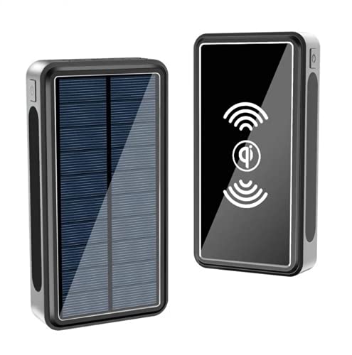 ISYOURCHOICE 80000mAh Solar Wireless Power Bank Phone Charger Portable Outdoor Travel Emergency Charger Powerbank for Xiaomi Samsung iPhone, Black, Red, Orange, 157 x 87 x 33mm