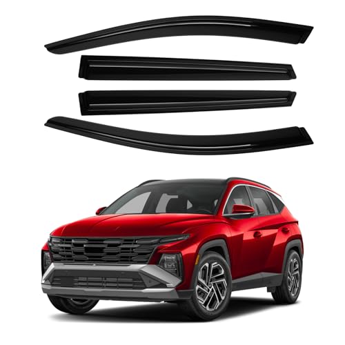 Image of Canvcle Window Visors Rain Guards for 2022-2025 2026 Hyundai Tucson Accessories, Outside-Mount Tape-On Side Window Wind Deflectors Vent Visors Shades Rainproof Black 4PCS