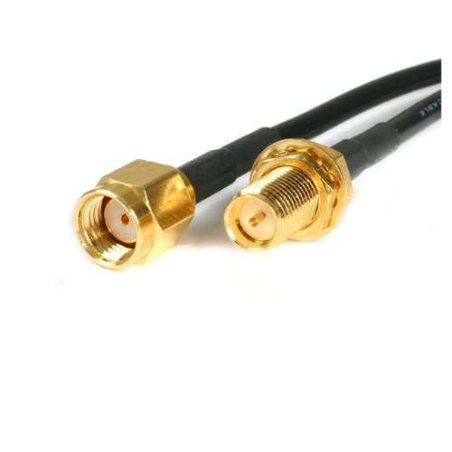 StarTech.com RP-SMA to SMA Wireless Antenna Adapter Cable - Antenna Cable - RP-SMA (M) to RP-SMA (F) - 10 ft - Black - RPSMA10MF