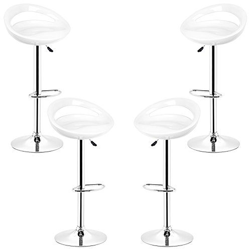 Taburete de bar ABS de alta calidad, juego de 4 sillas de salón, 43 x 43 x 81 cm, color blanco