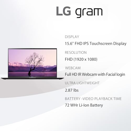 Image of LG Gram 15 Laptop for Business, with Office 2024 Lifetime License, 15.6 inch FHD Touch Screen, Intel Ultra 7-155H, 16 GB LPDDR5 RAM, 1 TB SSD, Intel Arc Graphics, Windows 11 Pro