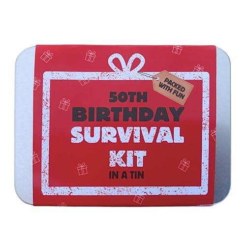 Geburtstag Survival Kit Dose - Lustige Neuheit Kompakt Tasche Geschenk Set für 16. 18. 30. 40. 50. 60. 70. 80. Geschenk für Männer, Frauen, Freunde, Familie & Kollegen (50. Geburtstag Survival Dose) Geburtstag Survival Kit Dose - Lustige Neuheit Kompakt Tasche Geschenk Set für 16. 18. 30. 40. 50. 60. 70. 80. Geschenk für Männer, Frauen, Freunde, Familie & Kollegen (50. Geburtstag Survival Dose)
