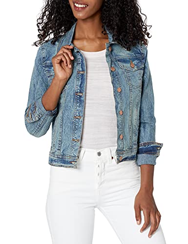 dollhouse Women's Basic Slim Fit Denim Jacket, Medium
