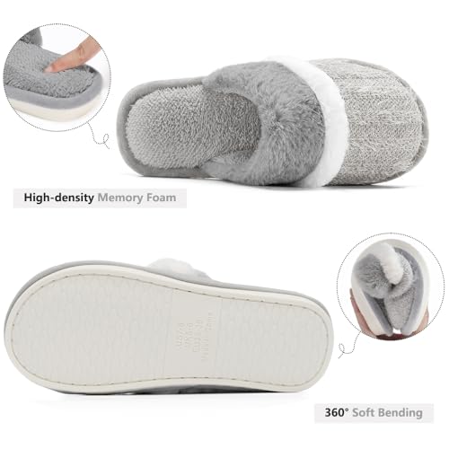 Image of GOEWY Cozy Slippers for Women Indoor and Outdoor Fuzzy House Shoes with Memory Foam Anti-Skid Sole Gifts for Women Mom Ladies