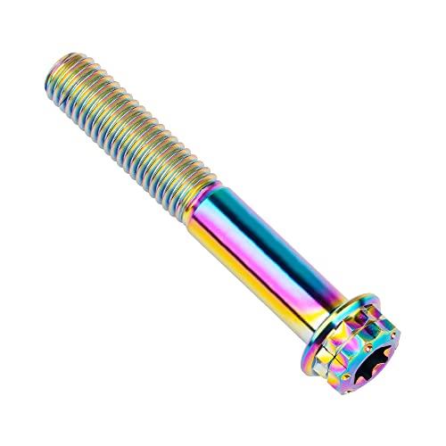 Image of Titanium Flange 12 Point Head M8 x15 20 25 30 35 40 45 50 55 60 65mm Screw Bolt Pack of 4 (M8x50mm, Rainbow)