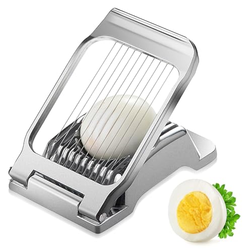 Uryxery Coupe Oeufs Professionnel en Acier Inoxydable avec Fils de Coupe en INOX pour Oeufs Durs, Kiwis, Fraises et Autres Aliments Mous, Compatible Lave-Vaisselle