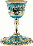 * Taza de Jerusalén turquesa Kiddush con joyas