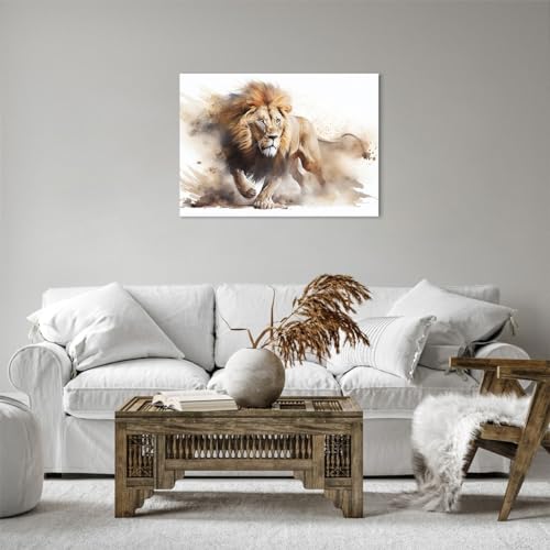 Toile Lion Brillant Eclatant Deco Cadre 70x50cm Haute Definition - 3