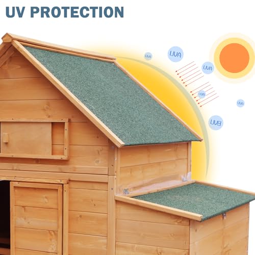 Ecolinear Large Chicken Coop With Wheels, Waterproof Outdoor Hen House For 6-8 Chickens, Movable Chicken House With Two Nesting Box, Removable Tray, Pvc Cover, Wooden Duck Coop Rabbit Hutch thumb #5