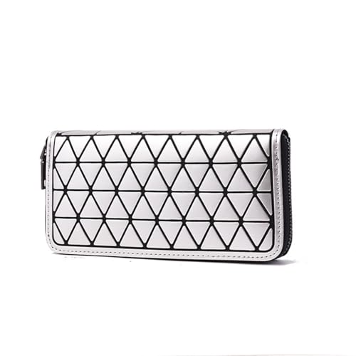 Women Wallet Slim RFID Blocking Geometric Quilted Clutch Purse Small Zipper Coin Card Holder for Daily Use Travel Party