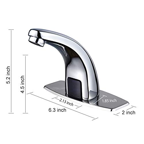 Halo Commercial Automatic Touchless Sensor Bathroom Faucet,Motion Activated Hands Free Kitchen Sink Tap With Hole Cover Deck Plate, Kitchen Vessel Sink Tap With Control Box,Chrome #TOP2