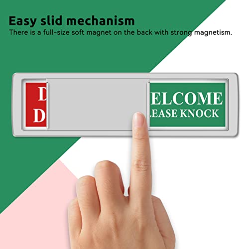 Privacy Sign - Do Not Disturb/Welcome Sign for Home Office Restroom Conference Hotel Hospital, Easy to Read Non-Scratch Magnetic Slider Door Indicator with Clear, Bold & Colored Text - Silver - Thumbnail 3