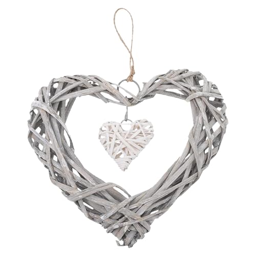 ZXQUEGF Corona de Mimbre en Forma de corazón,Corona de corazón de ratán | Adorno de Corona para Boda | Marco de exhibición de Fotos, decoración de corazón, decoración para Colgar en la Pared, Mimbre