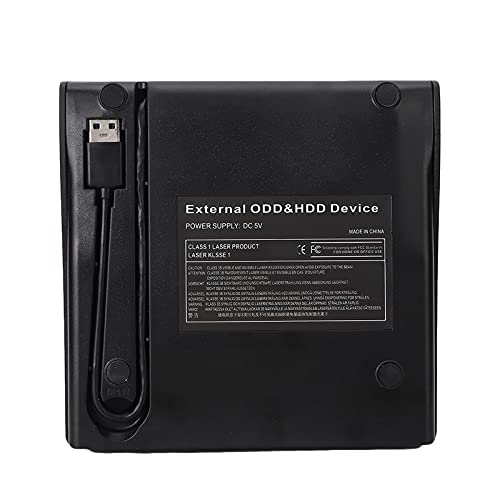 KIMISS Portable 12.7mm USB 3.0 External Optical Drive Black for Desktop & Laptop – CDDVD Reader & Writer with Raised Grain Design