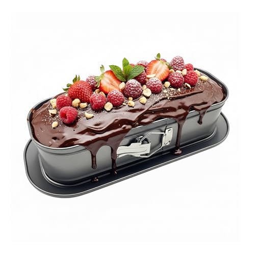 Relaxdays Springform Kastenform, HxBxT: 8 x 30 x 12 cm, antihaft, auslaufsicher, längliche Backform, Kuchen & Brot, grau