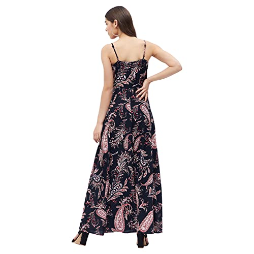 Image of Harpa Women's Rayon Modern Maxi Casual Dress (GR6387A- Navy Extra Large)