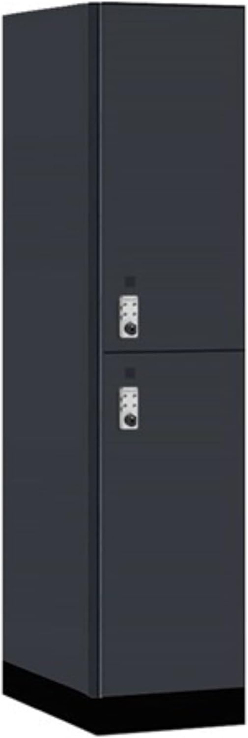 Salsbury 18" Wide Premier Wood Locker-Double Tier-1 Wide-6 Feet High-24 Deep-Carbon Mesh-Silver Resettable Combination Locks