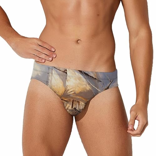 Sailing Ship with Masts Men's Swimsuit Bikini Briefs Swim Underwear Stretchy Swimwear