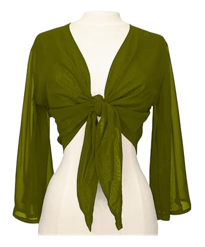 Image of Indian Trendy Women's Flair Wrap Tie Top Chiffon Choli Blouse Belly Dance Gypsy Bolero Shrugs Cardigan