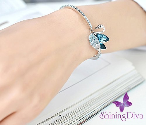 Platinum Plated Crystal Bangle Bracelet for Women