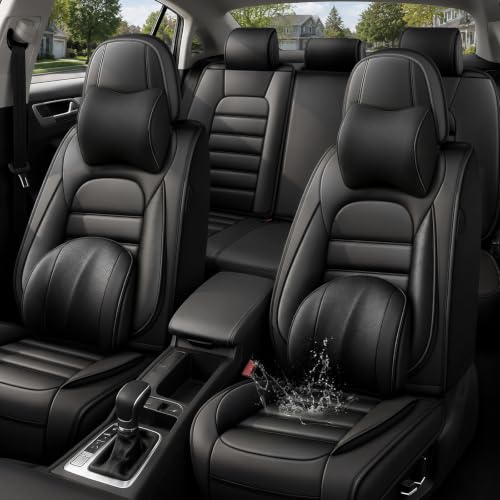 Image of Leather Deluxe Front Seat Covers for Toyota Camry 2015-2026, Black
