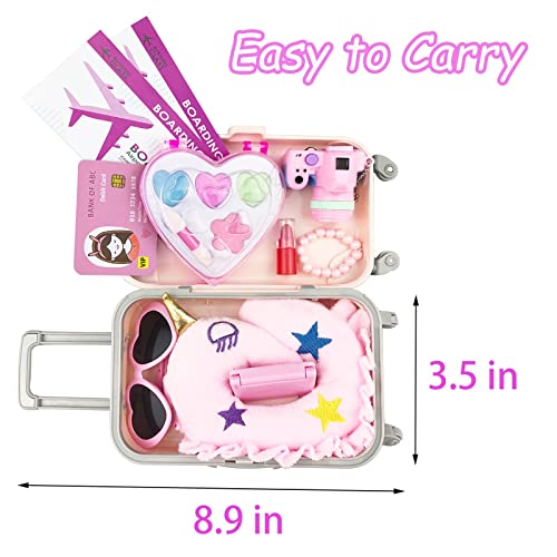 Bnuzeiyi 17Pcs 18 Inch Girl Doll Clothes And Accessories Doll Accessories Case Luggage Travel Play Set With Travel Pillow Camera Sunglasses For 18 Inch Dolls Travel Storage Gift For Girls #TOP1